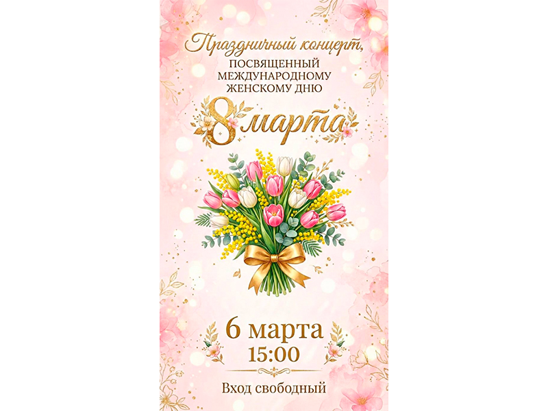 Праздничный концерт, посвященный Международному женскому дню 8 марта.