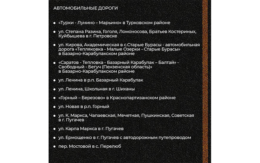 Губернатор Саратовской области Роман Бусаргин сообщил, что в 2025 году отремонтируют почти 200 км региональных дорог.